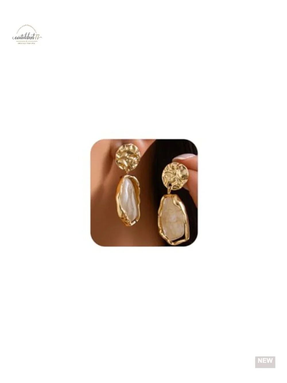 Dainty Irregular Crystal Drop Dangle Earrings 14K Gold Plated Statement Chunky